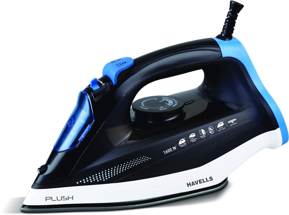 Havells Plush | 1600 Watts | Steam Iron | Black | Anti Scale & Anti Drip
