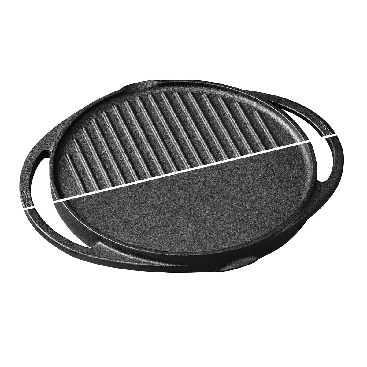 BERGNER Elements Cast Iron Reversible Grill Pan | 30 cm | Pre-Seasoned, Grilling & Cooking