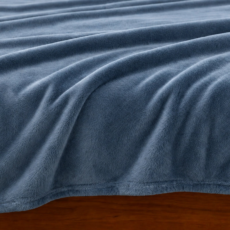 Fort Mellow - Solid Plush Blanket (Frost Blue)-9