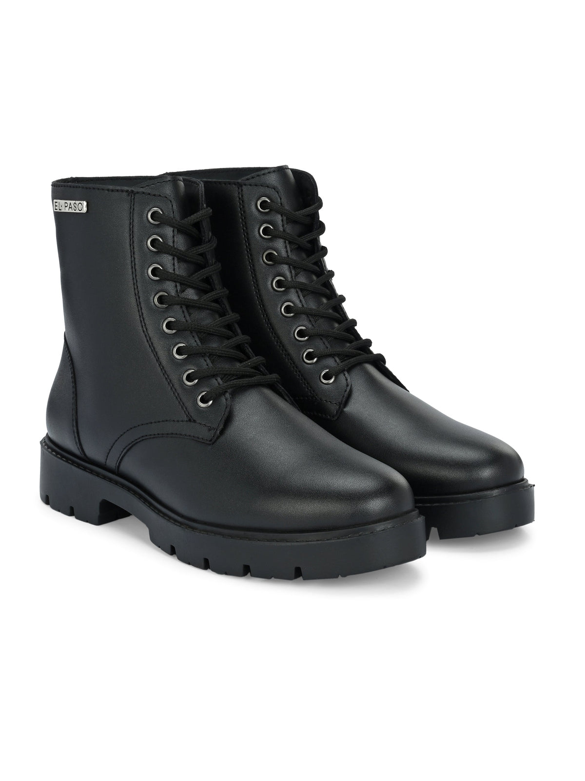 Brown Lace-Up Block Heel Boots
