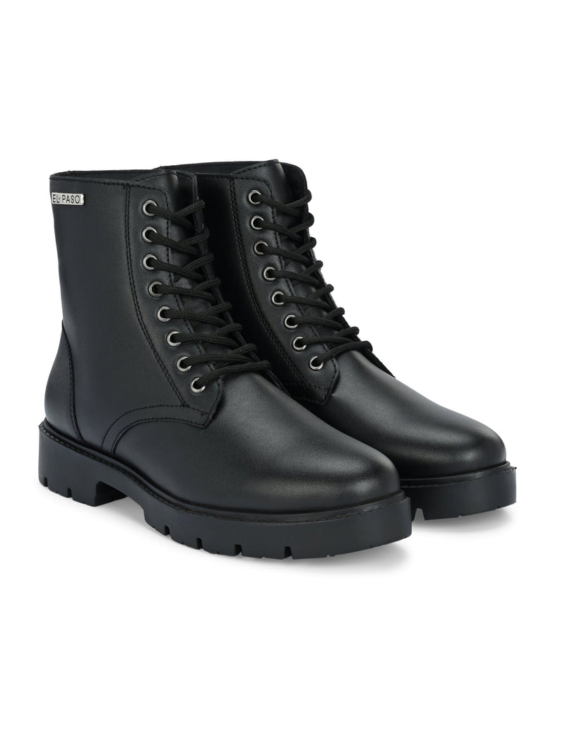 Brown Lace-Up Block Heel Boots