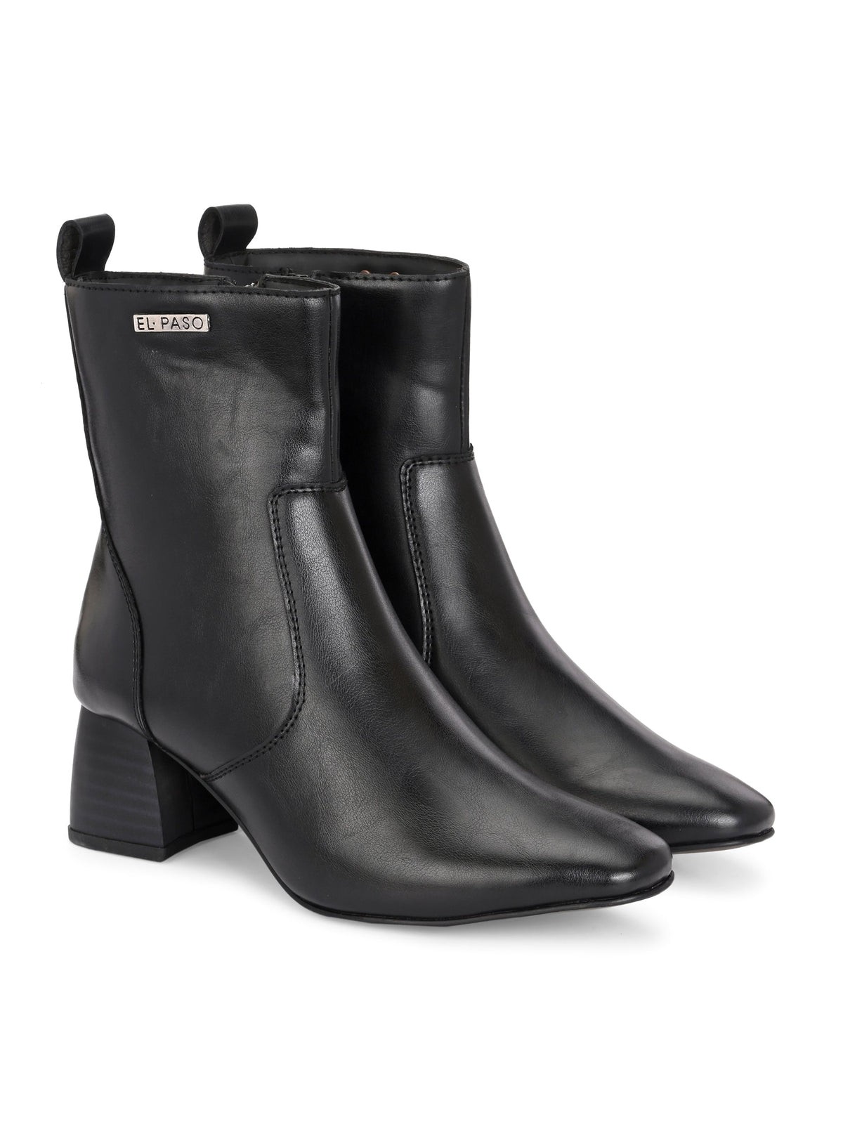 Stylish Women Pointed-Toe Ankle-Length Boots with a sturdy block heel and branded El Paso logo