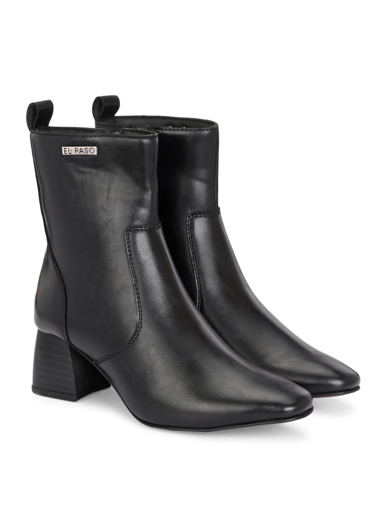 Stylish Women Pointed-Toe Ankle-Length Boots with a sturdy block heel and branded El Paso logo