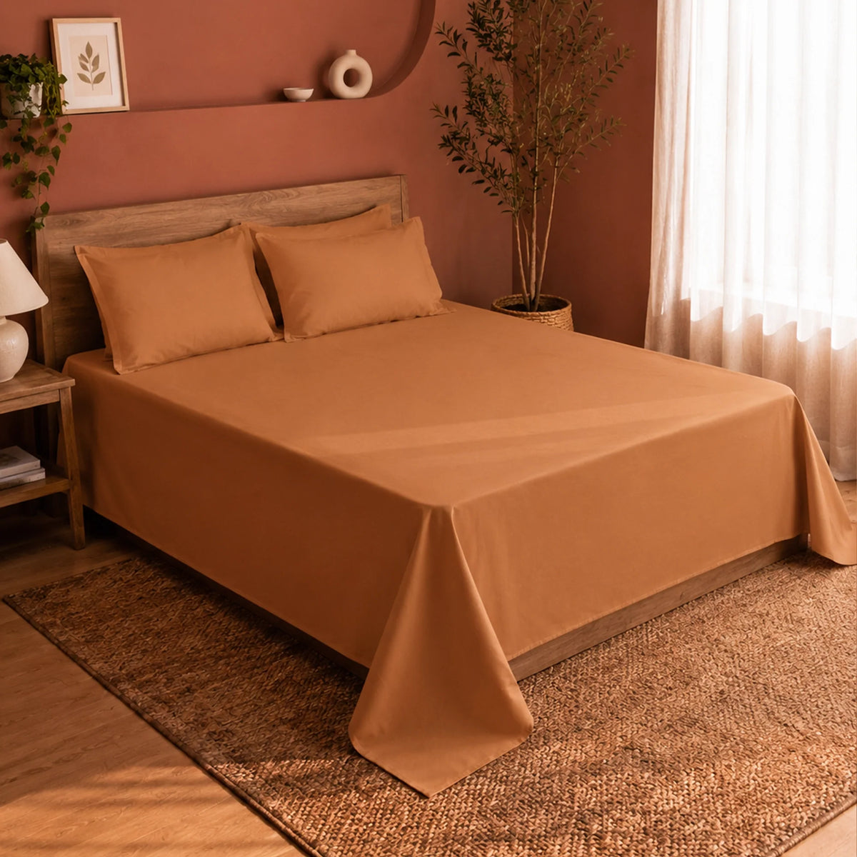 Fort Nightingale - Solid Bedsheet (Taupe)-7