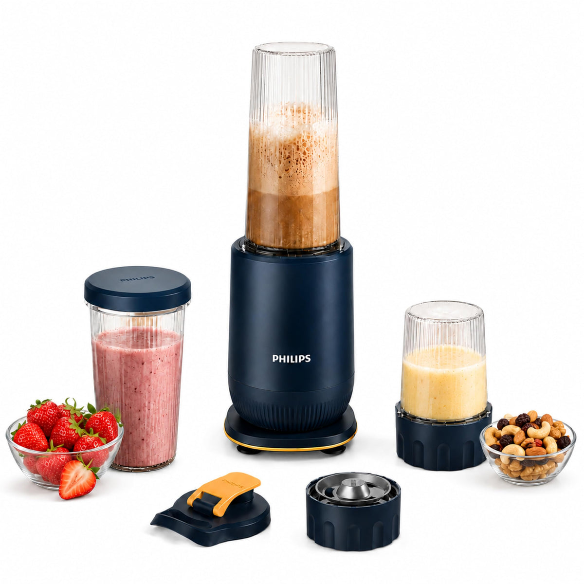Philips HR2613/00 Mini Blender | 2 Blending Blades & 1 Frothing Blade | ProBlend Technology | 3 Unbreakable Food-Grade P