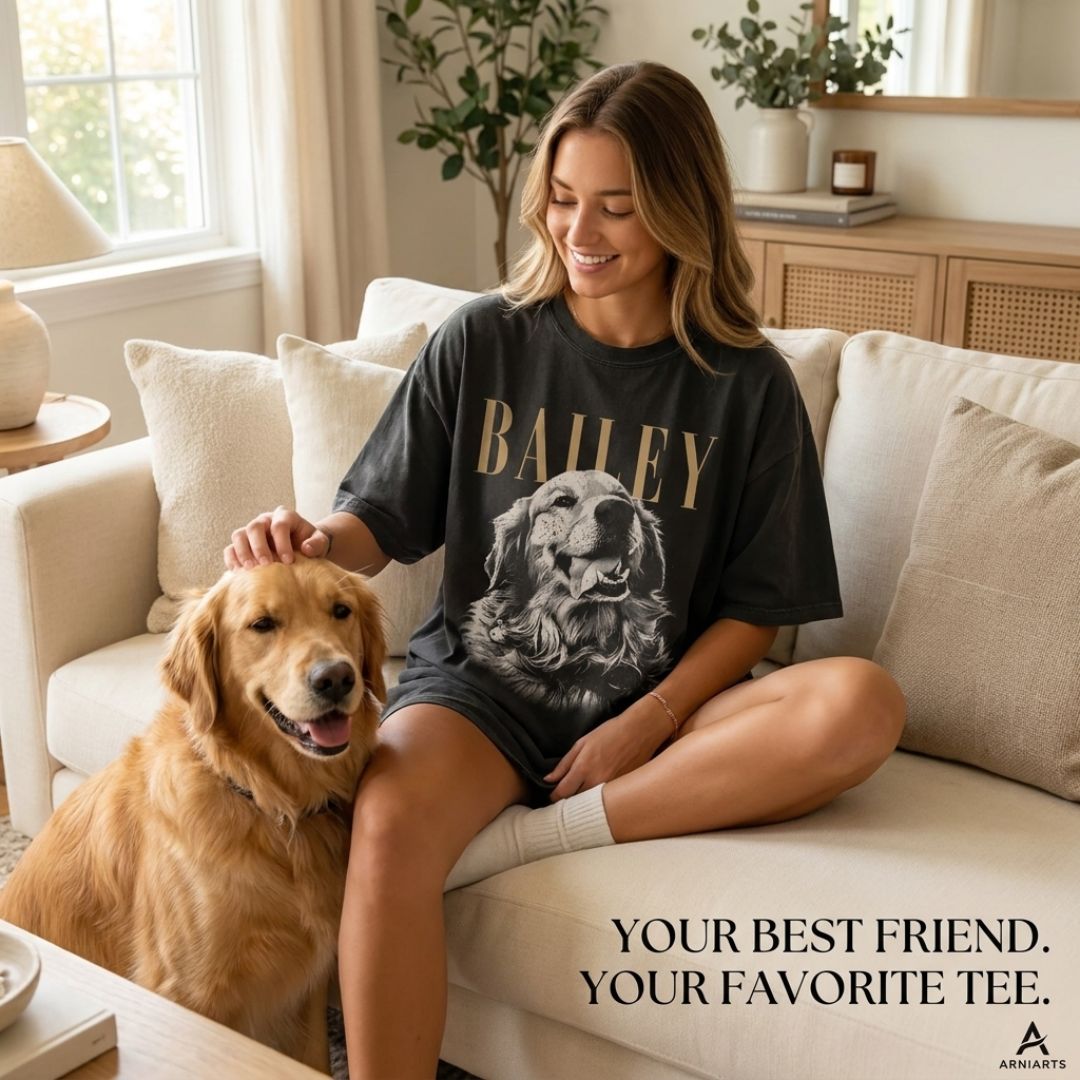 Personalized Pet Portrait Vintage T-Shirt – Custom Photo & Name-3