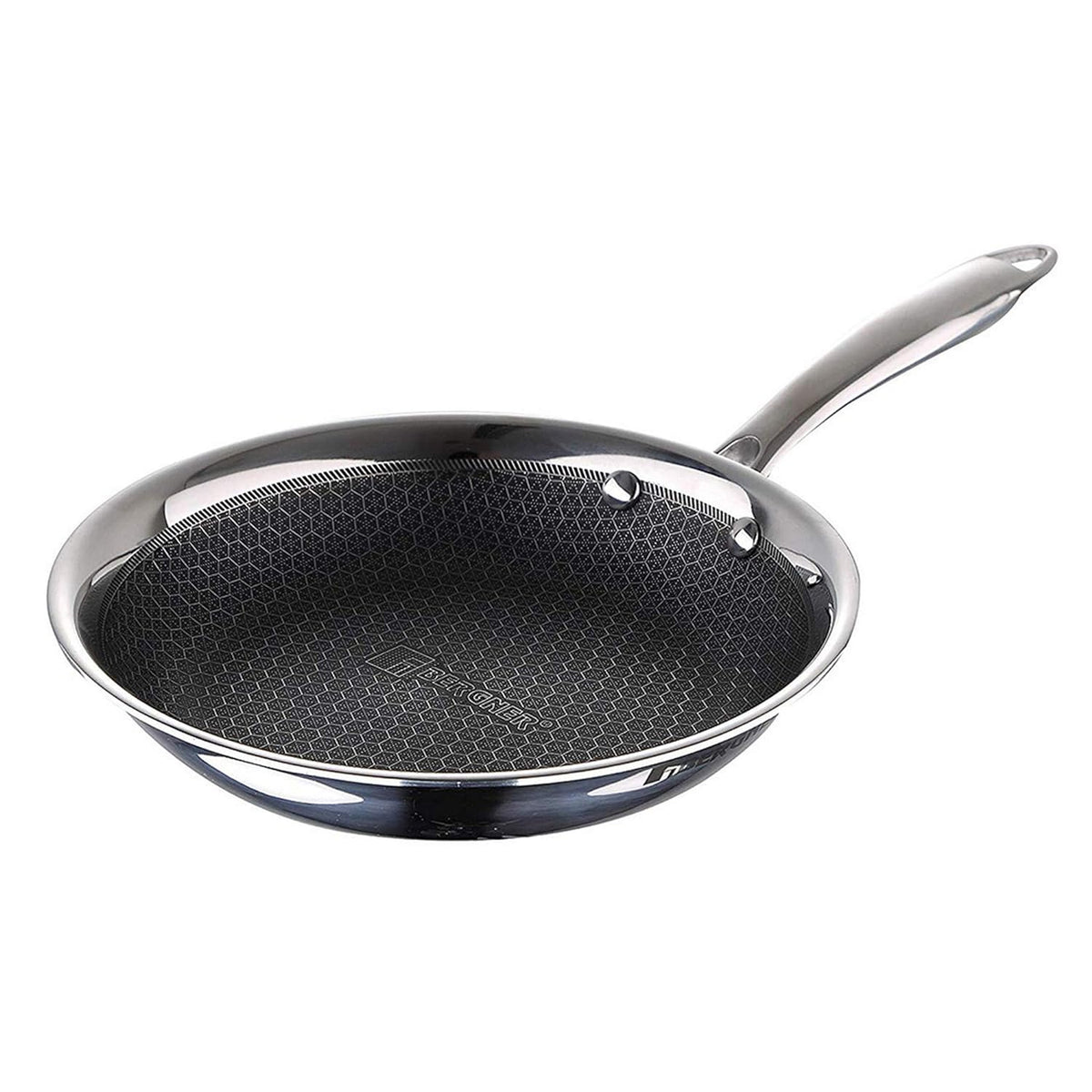 Bergner Hitech Triply Stainless Steel Scratch Resistant Non Stick Frypan, 20 cm, Induction Base, Food Safe (PFOA Free), 