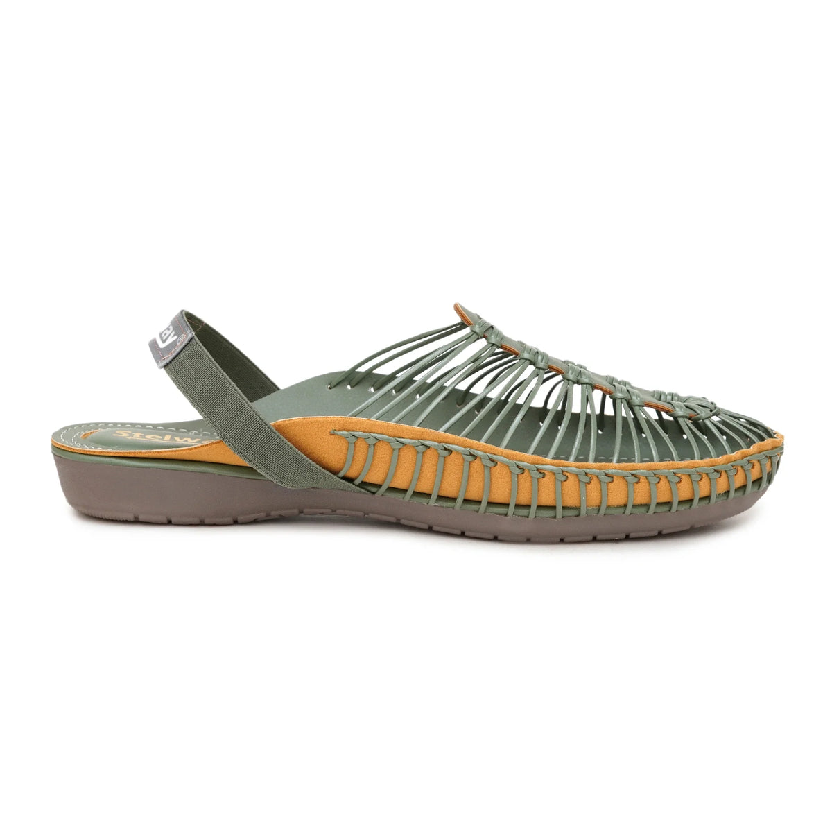Buy Green Handcrafted flat clogs sandal for women online at www.stelway.in
