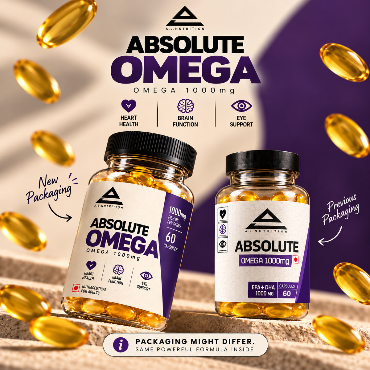 A.L. Nutrition Absolute Omega – 1000mg Fish Oil (EPA+DHA) | 60 Softgels-1