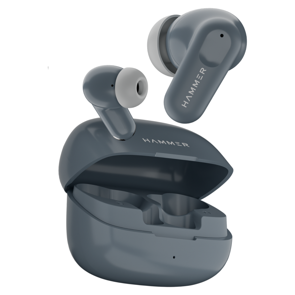HAMMER Airflow Go Earbuds with 80H Playtime, 13mm Titanium Driver, 40ms Gaming Mode (Grey)