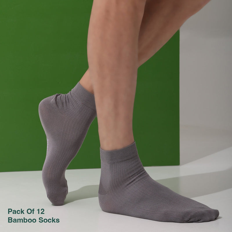 Naturefab Men's Bamboo Ankle Length socks Combo-2 (Pack of 12)-4