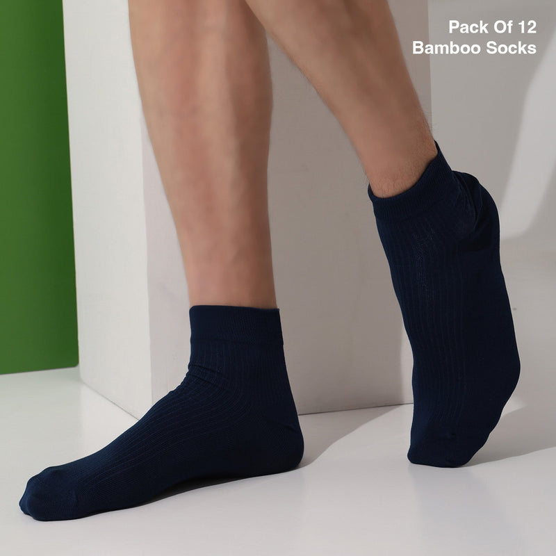 Naturefab Men's Bamboo Ankle Length socks Combo-2 (Pack of 12)-7