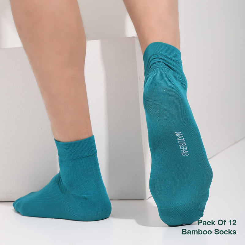 Naturefab Men's Bamboo Ankle Length socks Combo-2 (Pack of 12)-8