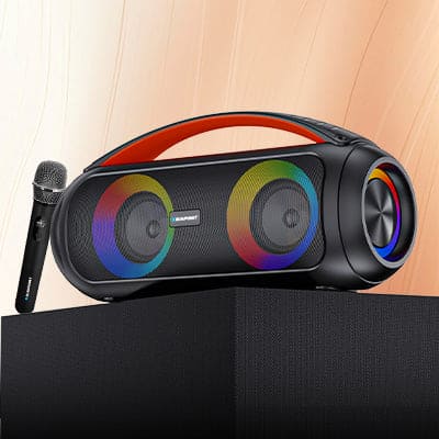 ATOMIK BB50 50W Boombox Speaker with Wireless Karaoke Mic - Blaupunkt India