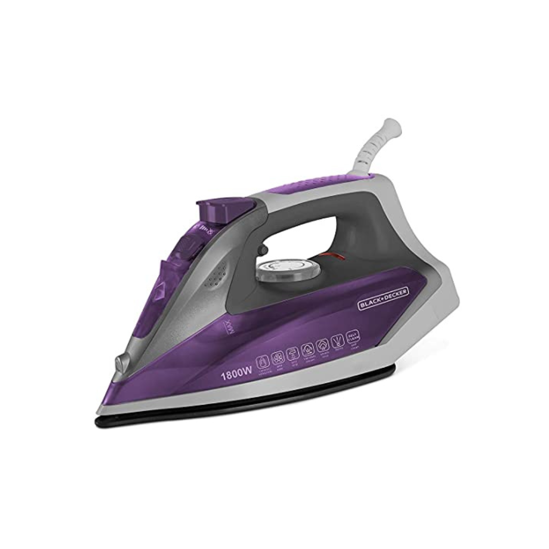 BLACK+DECKER 1800-Watts Steam Iron Press with Detachable Tank | Purple
