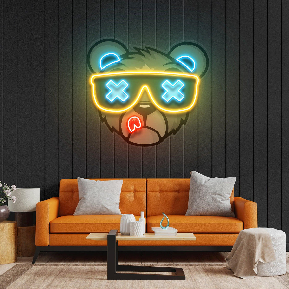 Cool Bear with Sunglasses Pop Art LED Neon Sign