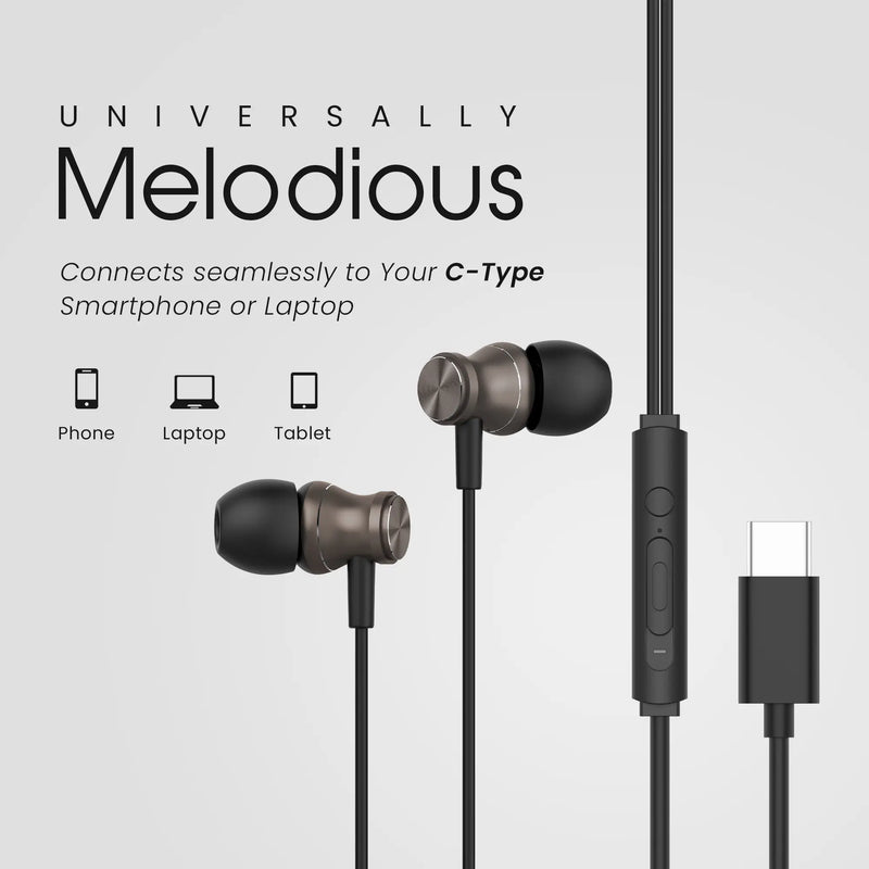 Hammer Nova Universal Type-C Earphones with Metallic Built Earbuds, Powerful Bass & Lightweight-3