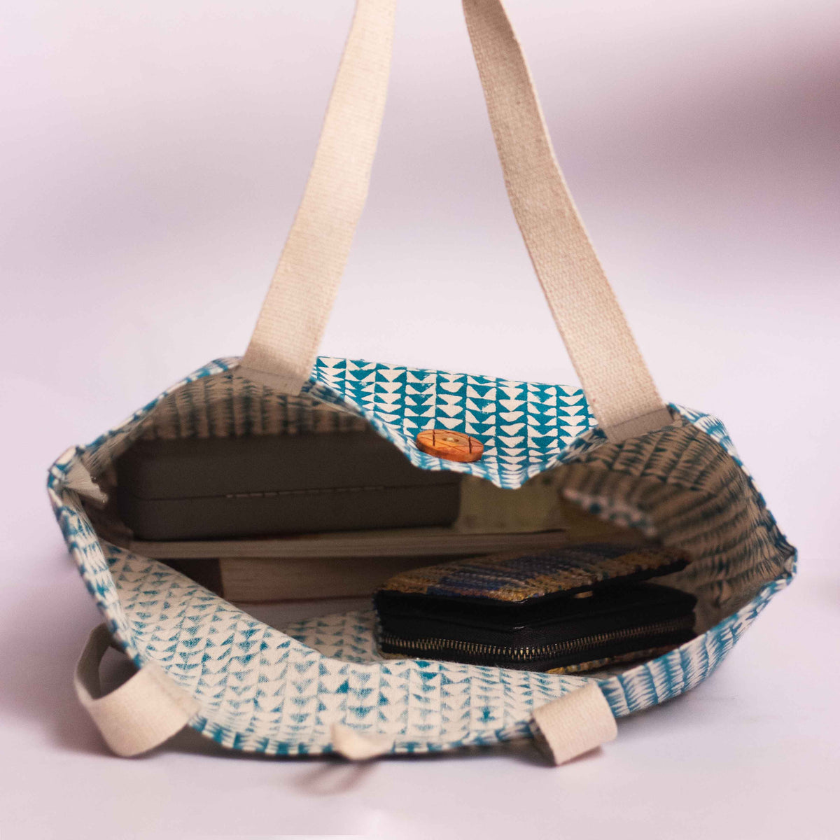 Cotton Shopping Tote Bag · Tiny Triangles Rama-3
