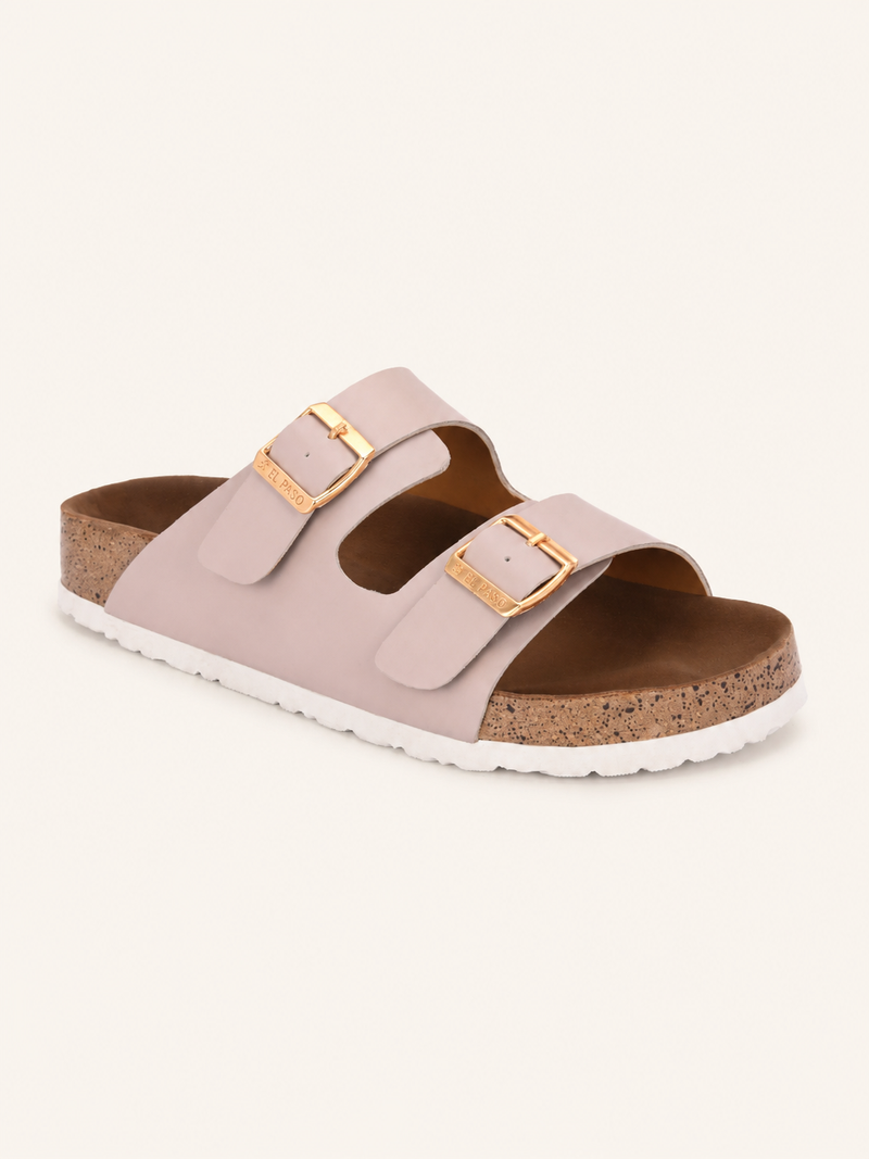 Luxurious Camel Leather Double-Strap Sandal For Women-2