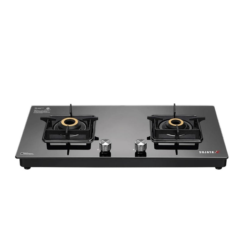 Sujata Premium Gas Stove | Glass Top | 9 Years Warranty | Jumbo Brass Burners | ISI Certified