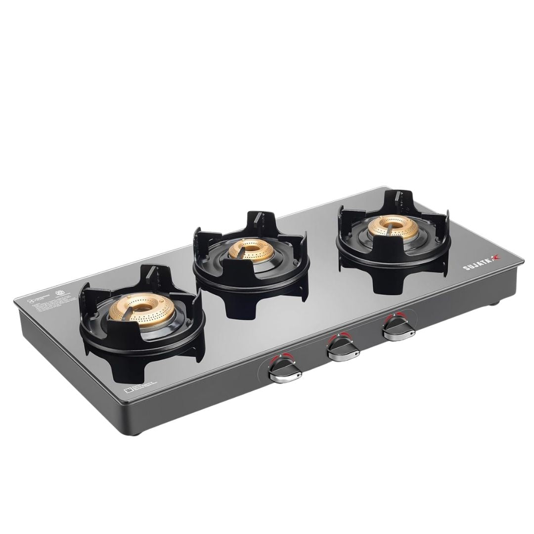 Sujata Deluxe Gas Stove Manual Ignition | 9 Years Warranty | Jumbo Brass Burner | ISI Certified