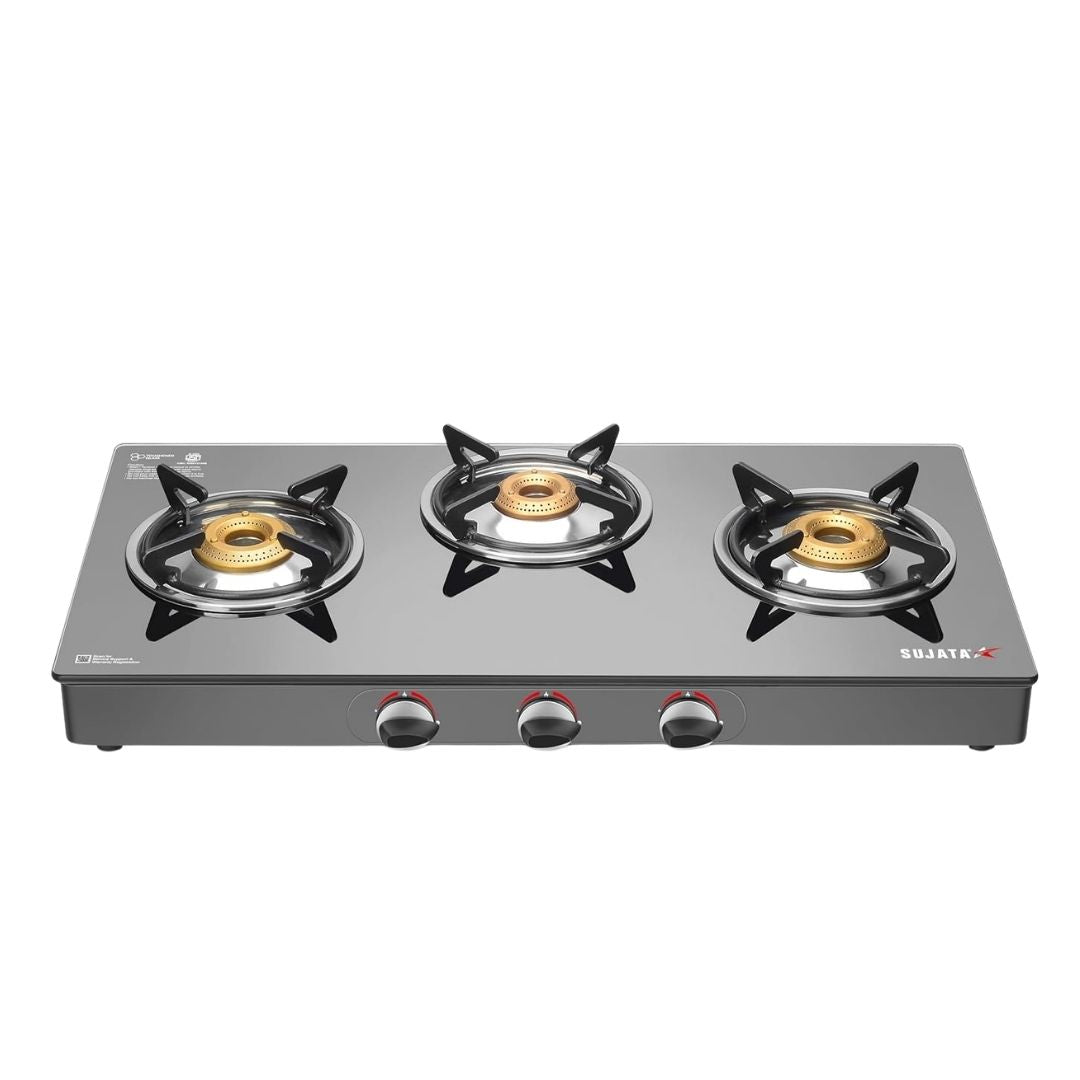 Sujata Standard Manual Ignition Gas Stove | 9 Years Warranty | ISI Certified | 360° Nozzle