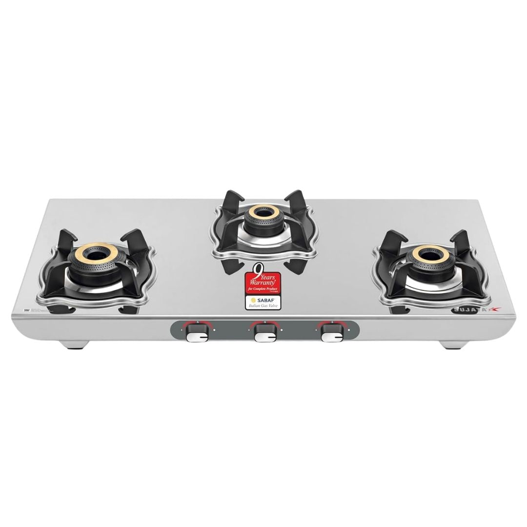 Sujata Majestic Gas Stove | Manual Ignition | 9 Years Warranty | Stainless Steel | ISI Certified