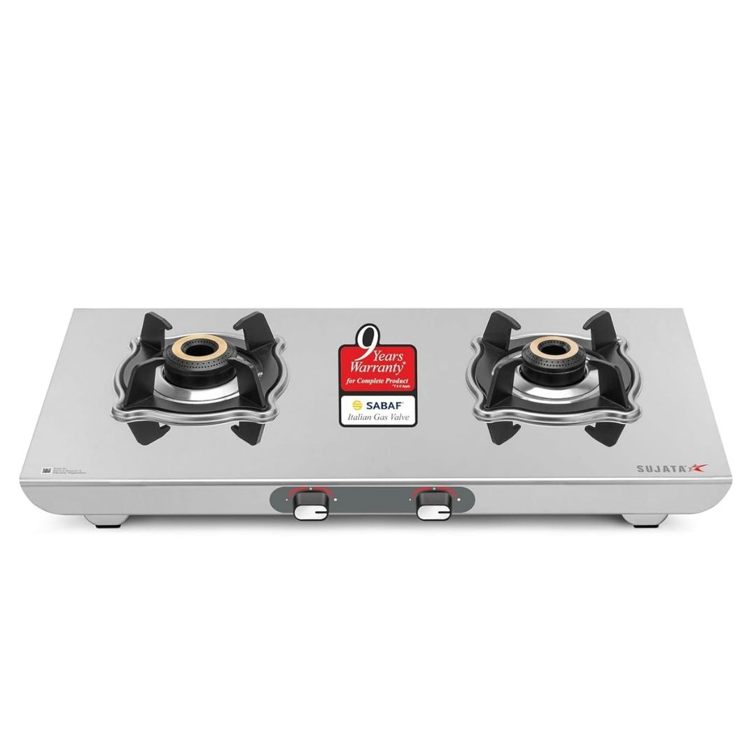 Sujata Majestic Gas Stove | Manual Ignition | 9 Years Warranty | Stainless Steel | ISI Certified
