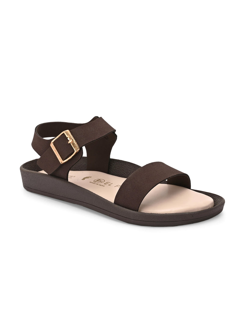 El Paso Women Open Toe Flats with Buckles-1