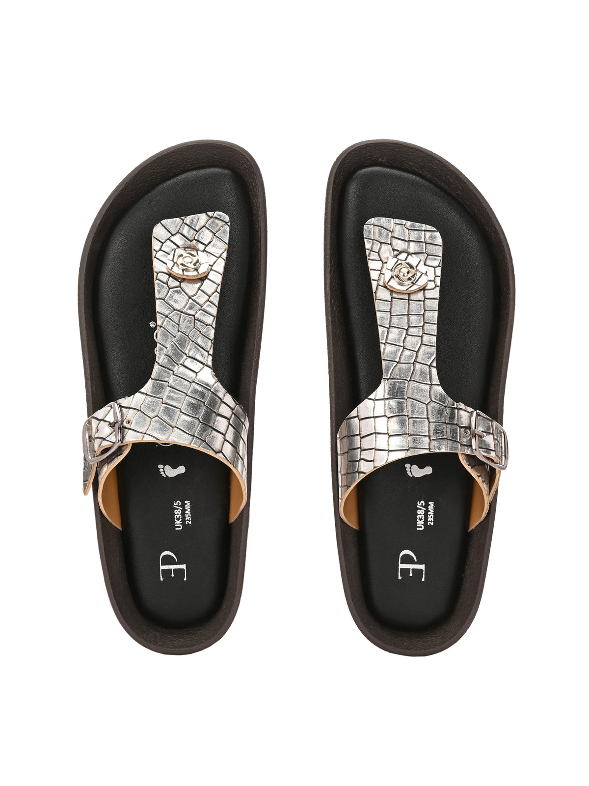 El Paso Women Woven Design T-Strap Flats-7