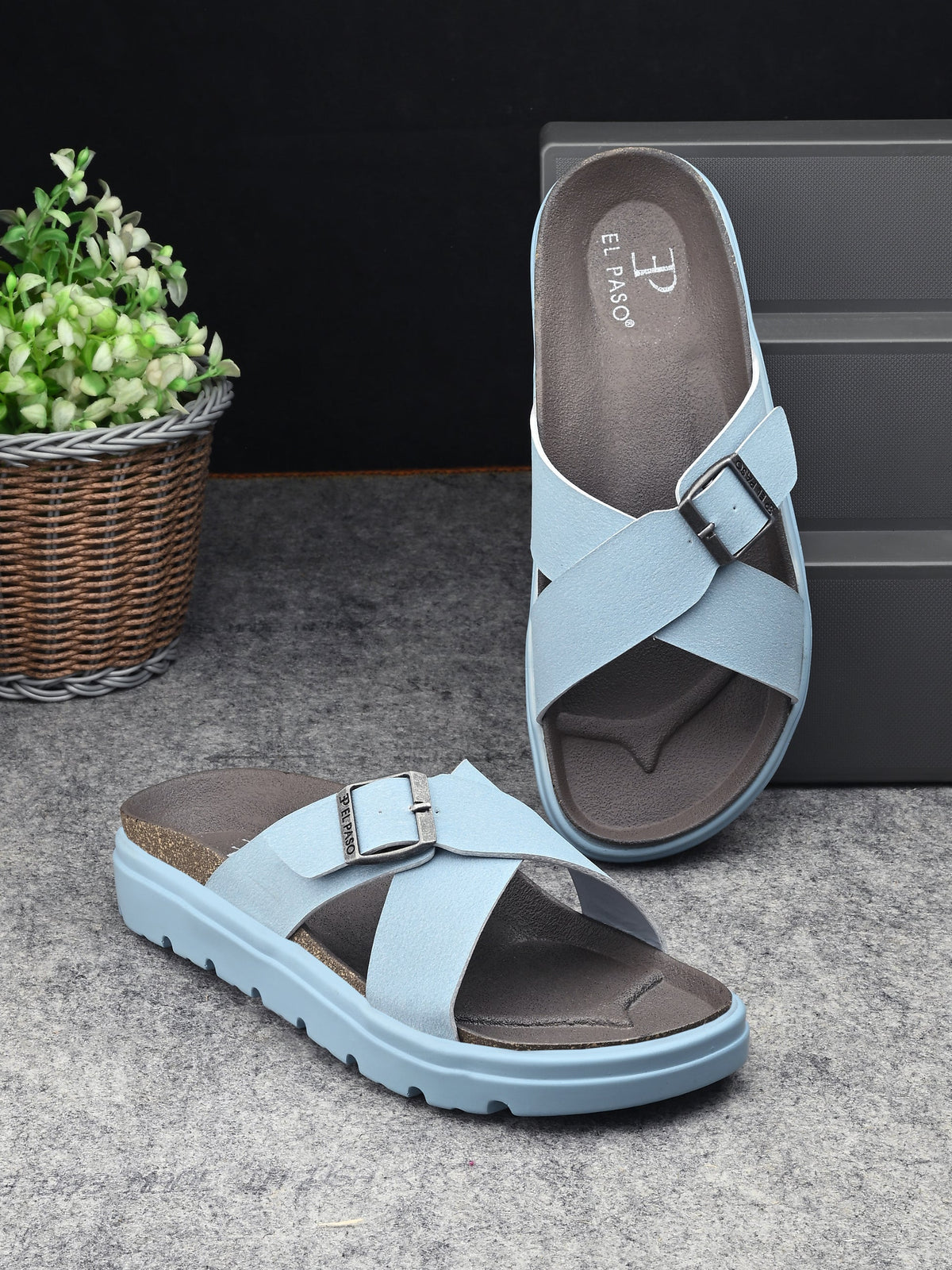 El Paso Women Open Toe Flats with Buckles-16