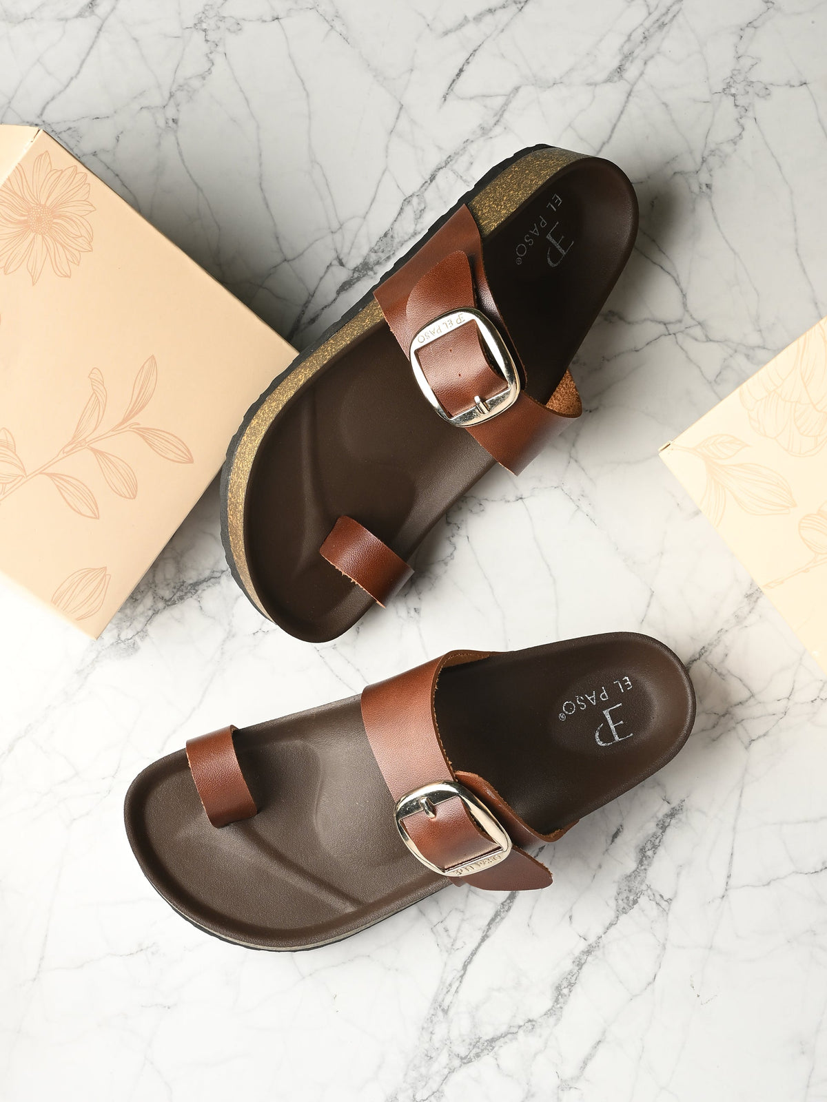 El Paso Women One Toe Flats with Buckles-8