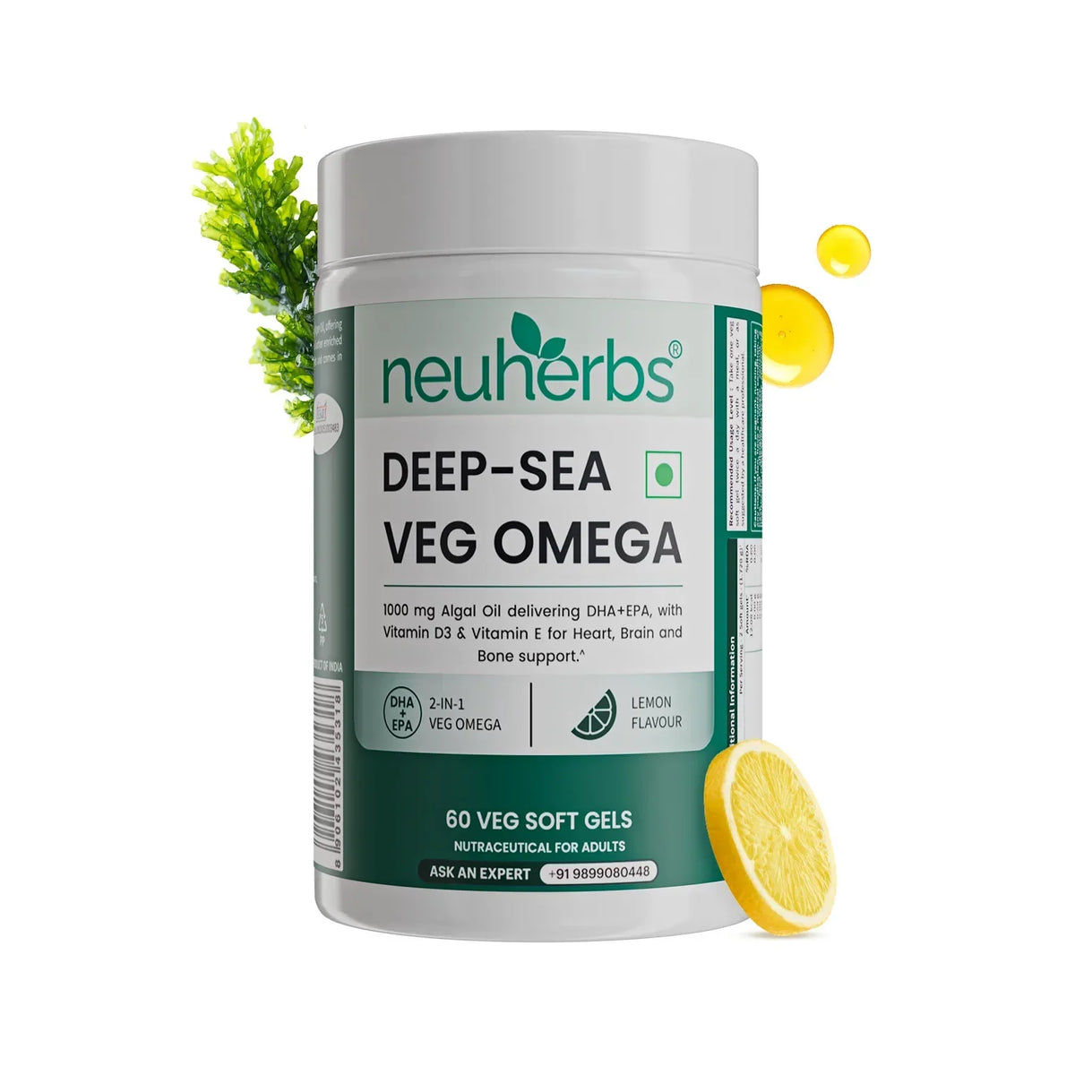 NEUHERBS DEEP SEA VEG OMEGA WITH 1000 MG ALGAE OIL 60 CAP