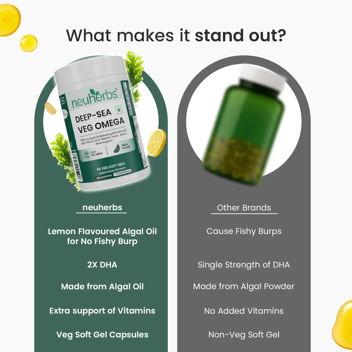 NEUHERBS DEEP SEA VEG OMEGA WITH 1000 MG ALGAE OIL 60 CAP