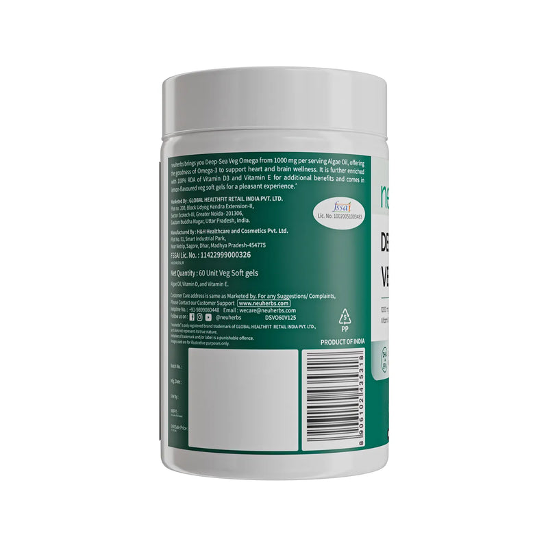 NEUHERBS DEEP SEA VEG OMEGA WITH 1000 MG ALGAE OIL 60 CAP