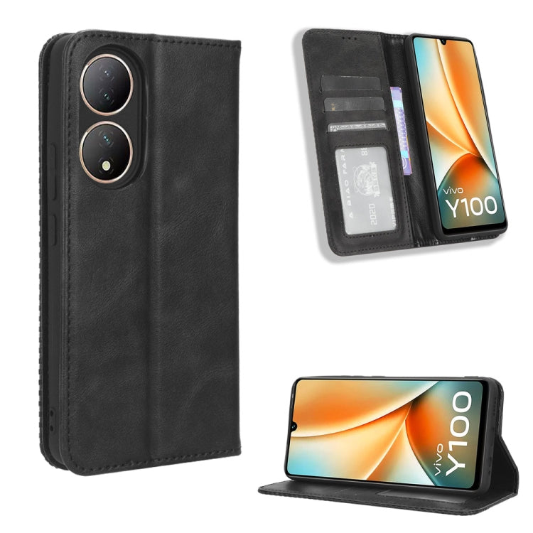 Magnetic Buckle Retro Texture Leather Phone Case, For vivo Y100 5G, For vivo Y33T / Y33s / Y21 / Y21s, For vivo Y33T 2023 V2317A-1