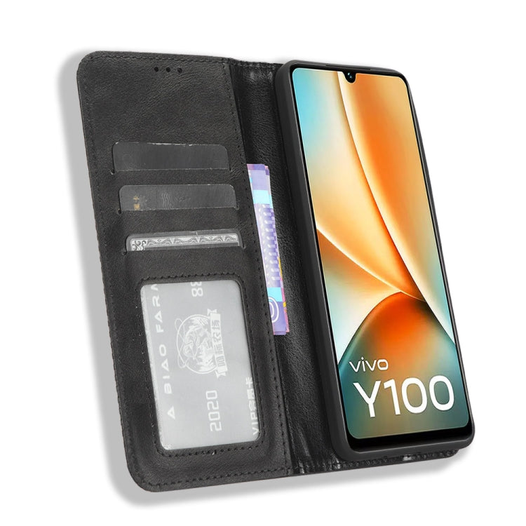 Magnetic Buckle Retro Texture Leather Phone Case, For vivo Y100 5G, For vivo Y33T / Y33s / Y21 / Y21s, For vivo Y33T 2023 V2317A-4