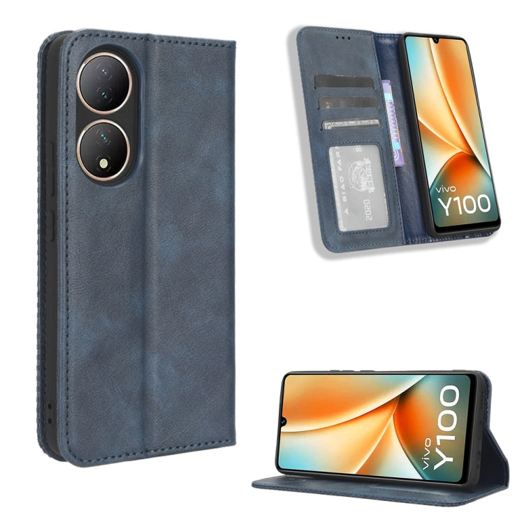 Magnetic Buckle Retro Texture Leather Phone Case, For vivo Y100 5G, For vivo Y33T / Y33s / Y21 / Y21s, For vivo Y33T 2023 V2317A-8