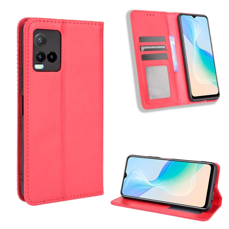 Magnetic Buckle Retro Texture Leather Phone Case, For vivo Y100 5G, For vivo Y33T / Y33s / Y21 / Y21s, For vivo Y33T 2023 V2317A-11