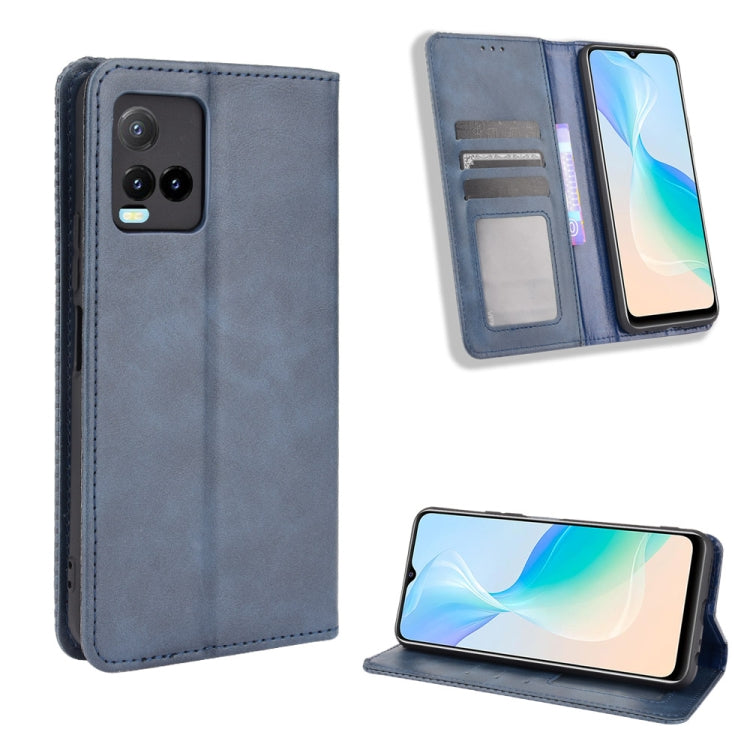 Magnetic Buckle Retro Texture Leather Phone Case, For vivo Y100 5G, For vivo Y33T / Y33s / Y21 / Y21s, For vivo Y33T 2023 V2317A-12