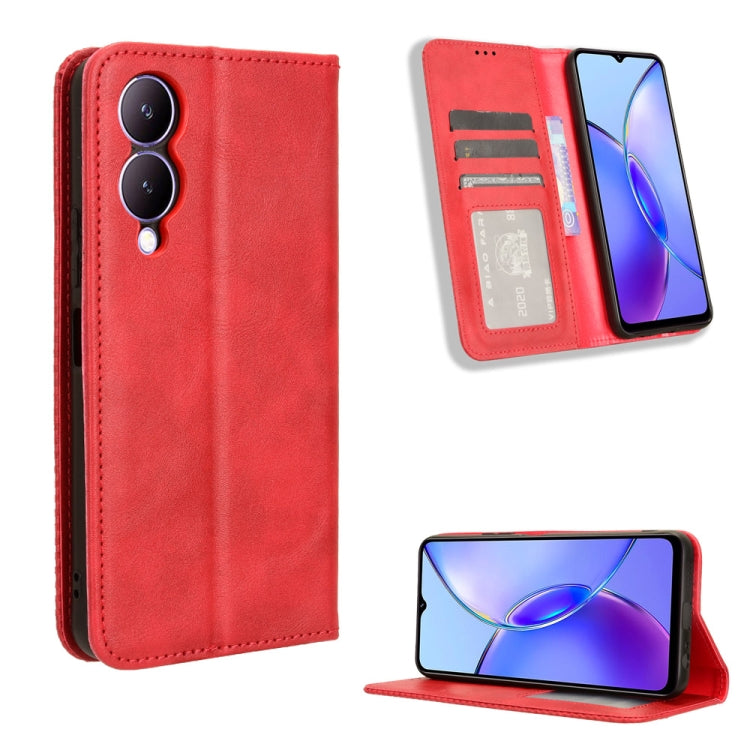 Magnetic Buckle Retro Texture Leather Phone Case, For vivo Y100 5G, For vivo Y33T / Y33s / Y21 / Y21s, For vivo Y33T 2023 V2317A-15