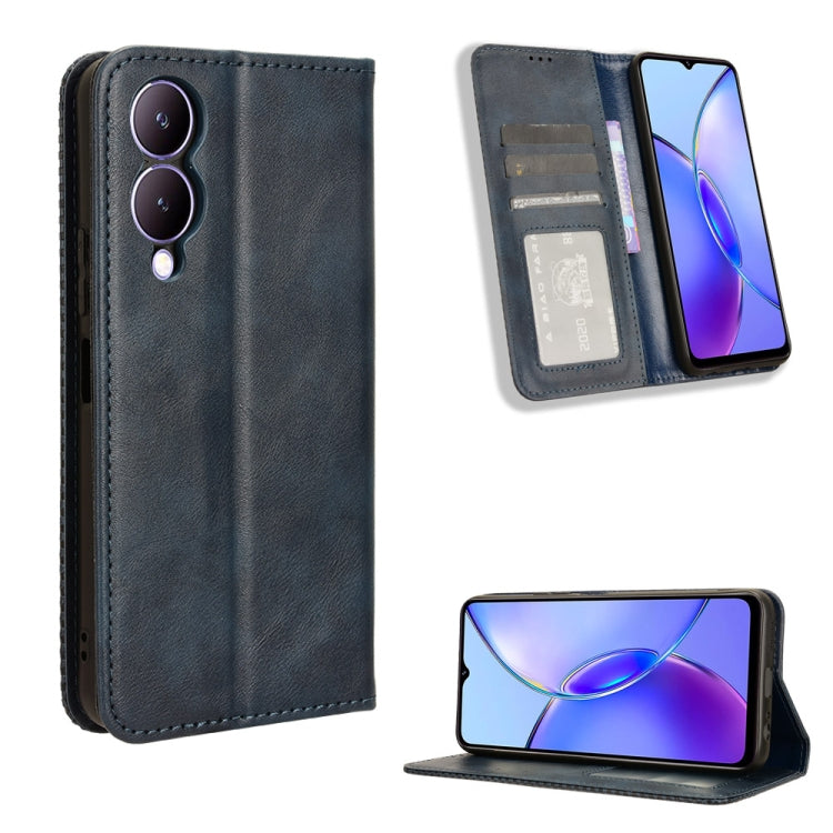 Magnetic Buckle Retro Texture Leather Phone Case, For vivo Y100 5G, For vivo Y33T / Y33s / Y21 / Y21s, For vivo Y33T 2023 V2317A-16