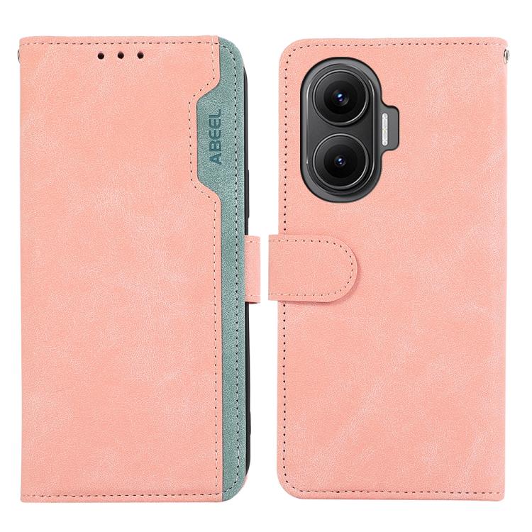 ABEEL Color Block Magnetic RFID Leather Phone Case, For Redmi Turbo 4 Pro, For Redmi Turbo 4, For Redmi 14C 4G-1