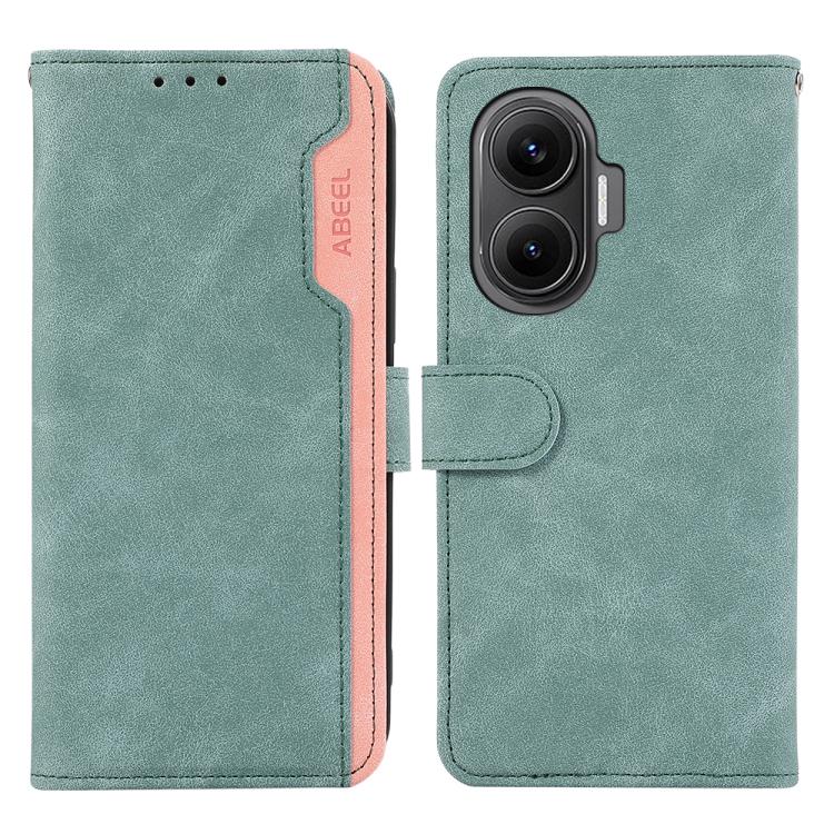 ABEEL Color Block Magnetic RFID Leather Phone Case, For Redmi Turbo 4 Pro, For Redmi Turbo 4, For Redmi 14C 4G-14