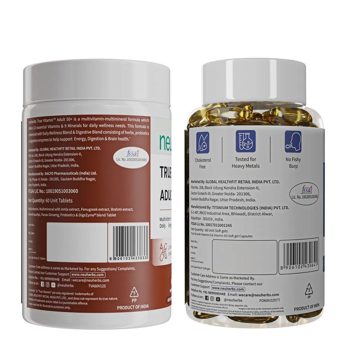 NEUHERBS DEEP SEA FISH OIL 2500MG WITH VITAMIN D3 60 SOFTGEL