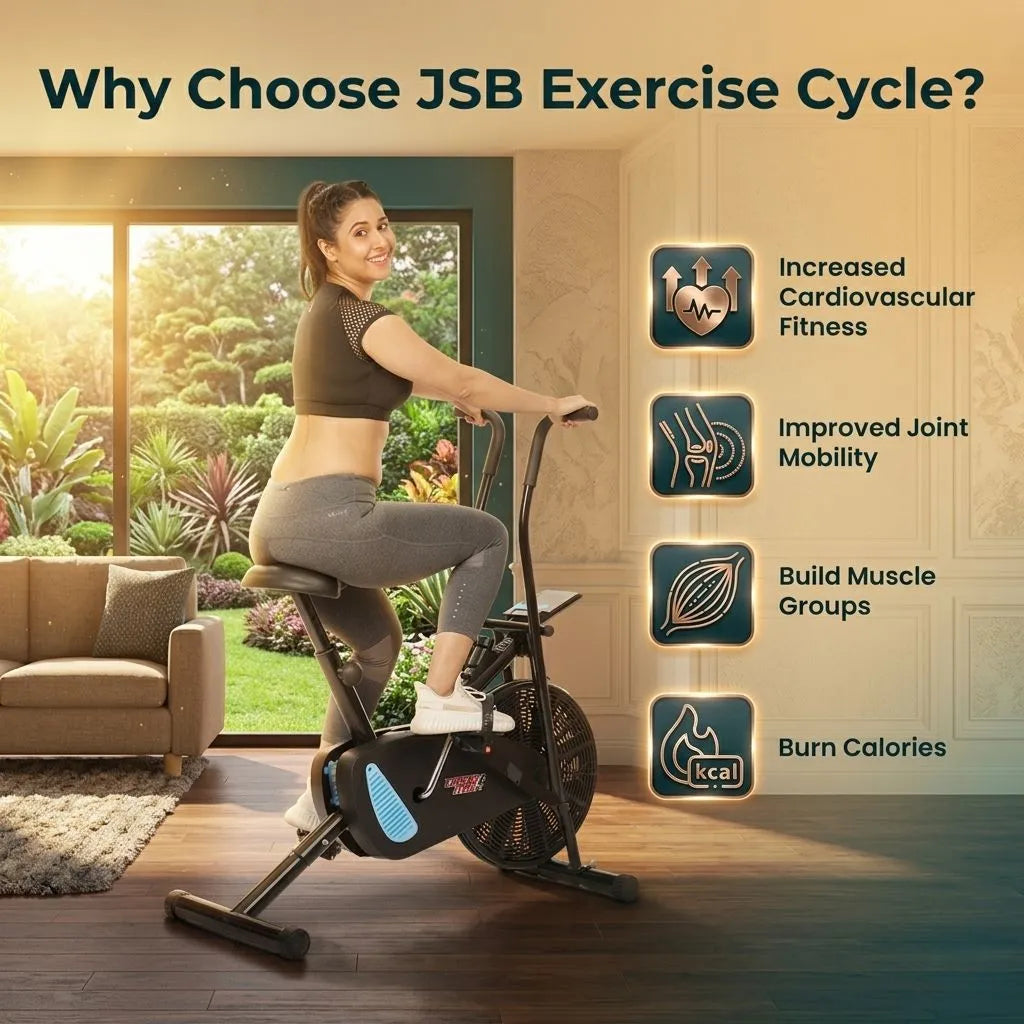 Exercise Cycle with Twister and Backrest Support Air bike for Home Gym - Max User Weight 110KG - Easy Installation - JSB HF175BT-3