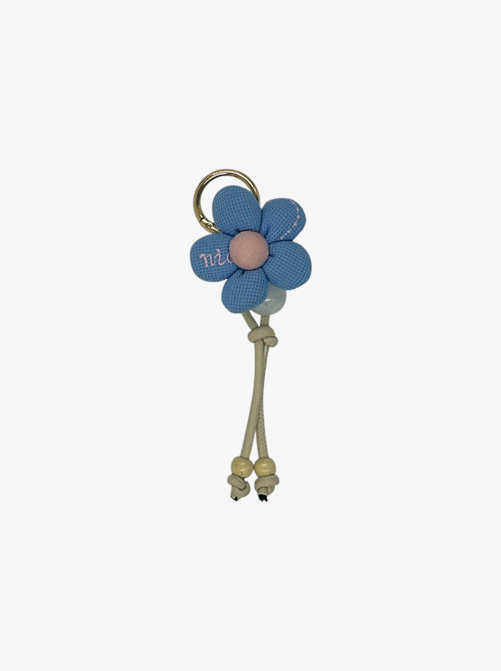 Blue Fabric Flower & Cord Charm-1