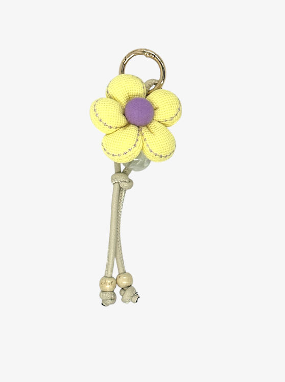Yellow Floral & Cord Bag Charm-1