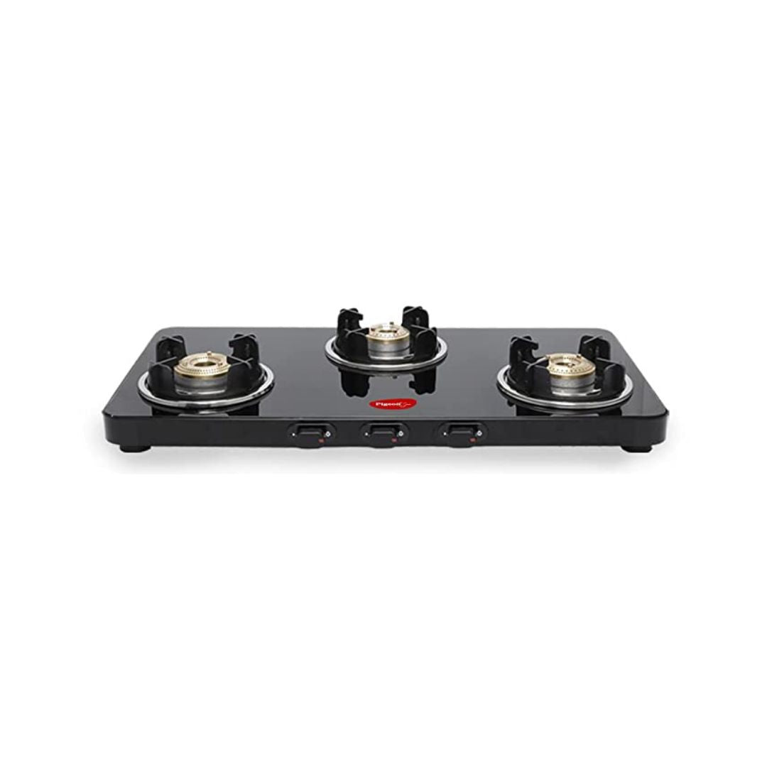 Pigeon Sleek Slim Gas Stove with Glass Top | Black