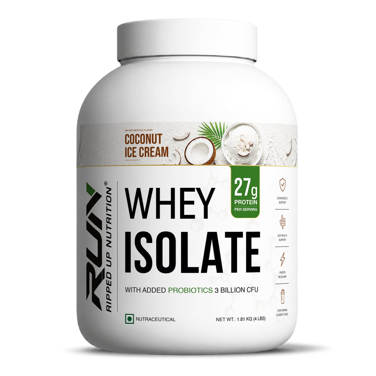 Whey Protein Isolate Coconut Ice Cream 1.81kg - Ripped Up Nutrition